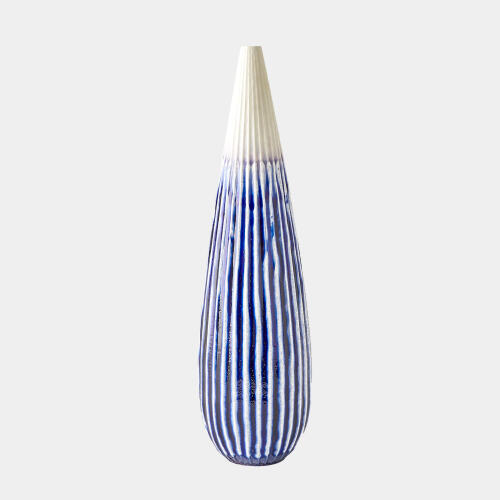 Furrow Taper Vase-Cobalt