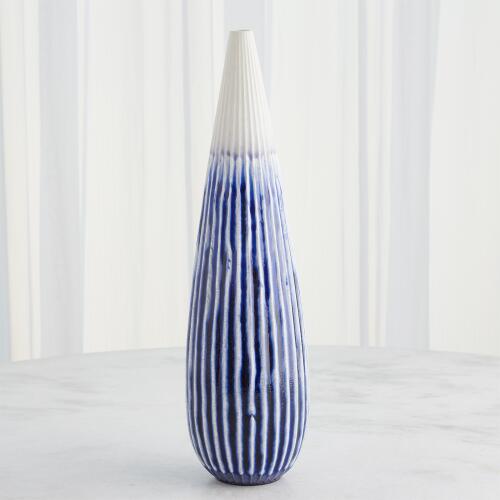 Furrow Taper Vase-Cobalt