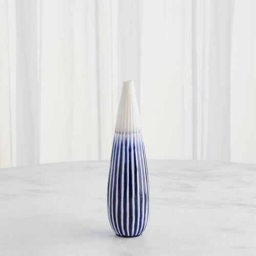 Furrow Taper Vase-Cobalt