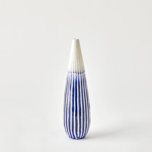 Furrow Taper Vase-Cobalt