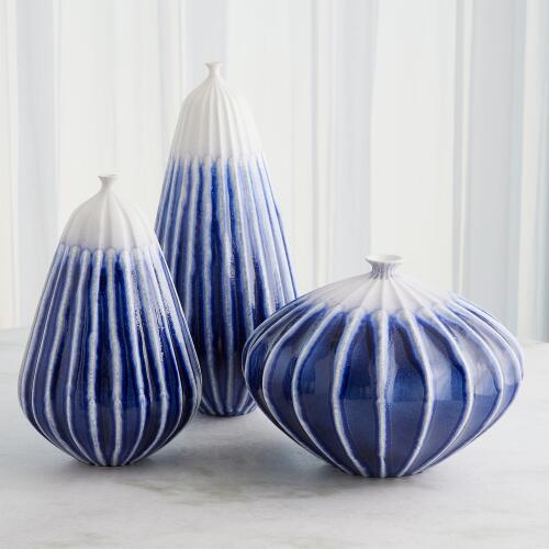 Furrow Vase-Cobalt