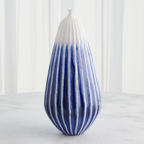 Furrow Vase-Cobalt