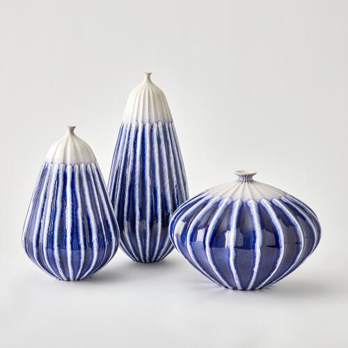 Furrow Vase-Cobalt