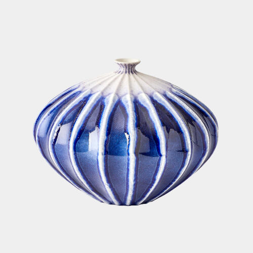 Furrow Vase-Cobalt