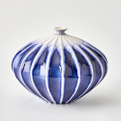 Furrow Vase-Cobalt