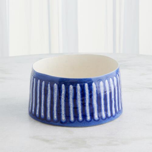 Striped Organic Pot-Cobalt