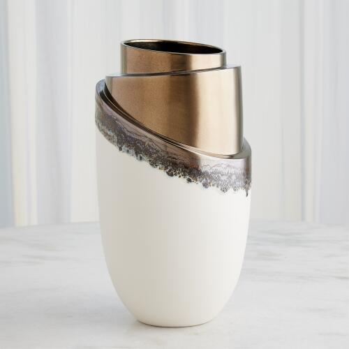 Slant Stack Vase-Reactive Bronze-Sm