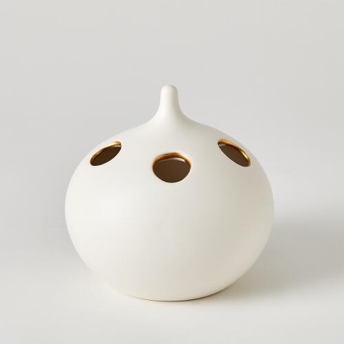 Oh No Vase-Matte White/Gold Rim