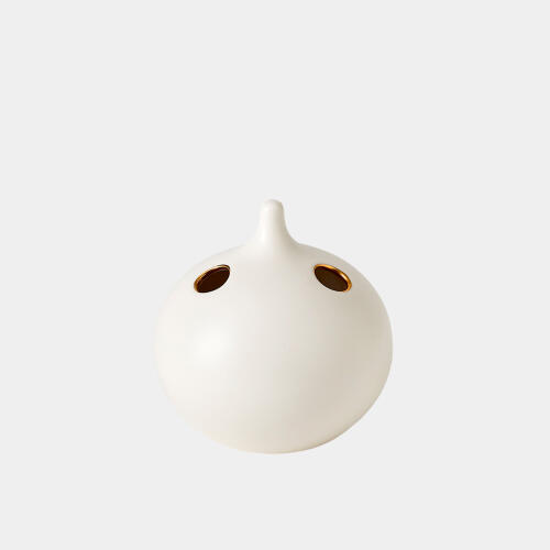 Oh No Vase-Matte White/Gold Rim