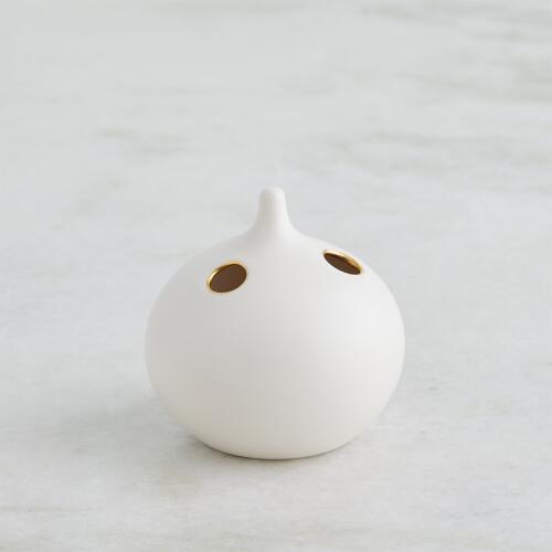 Oh No Vase-Matte White/Gold Rim