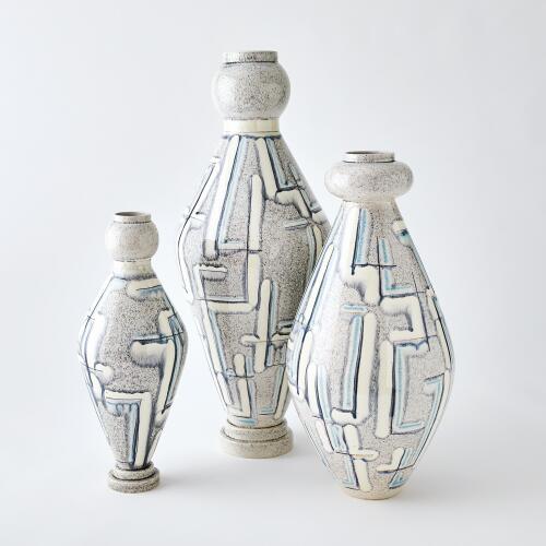 Spindle Vase-Grey/Blue Painted