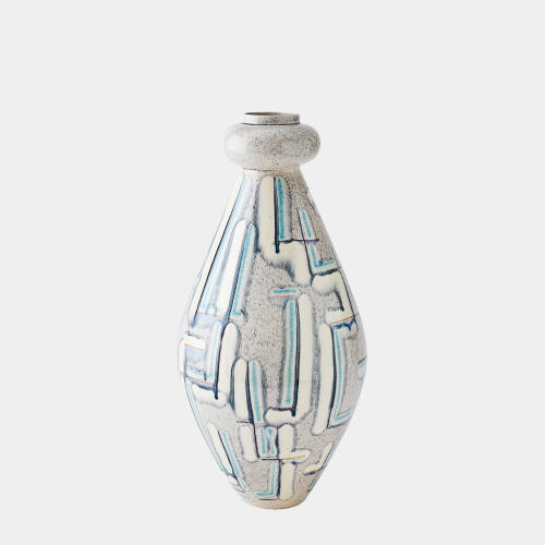 Spindle Vase-Gray/Blue Painted-Lg