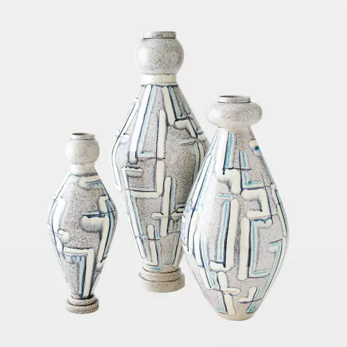 Spindle Vase-Gray/Blue Painted-Sm
