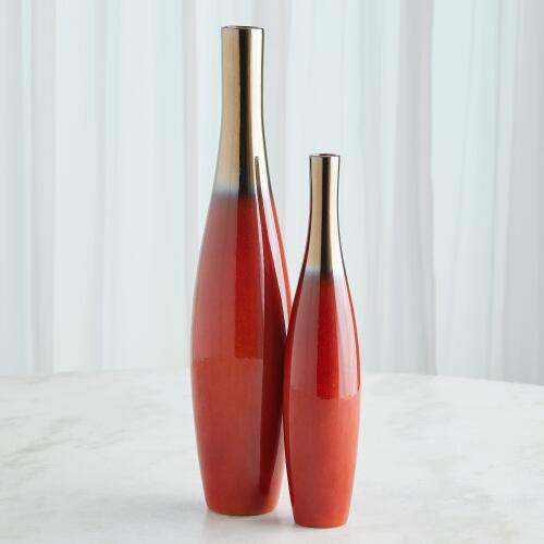 Boliche Vase-Red/Bronze