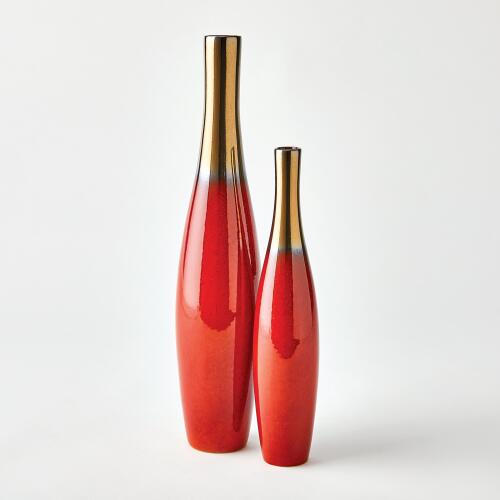 Boliche Vase-Red/Bronze