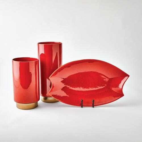 Rolo Vase-Red/Bronze