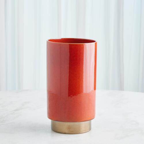 Rolo Vase-Red/Bronze