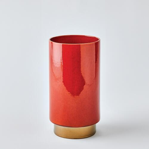 Rolo Vase-Red/Bronze