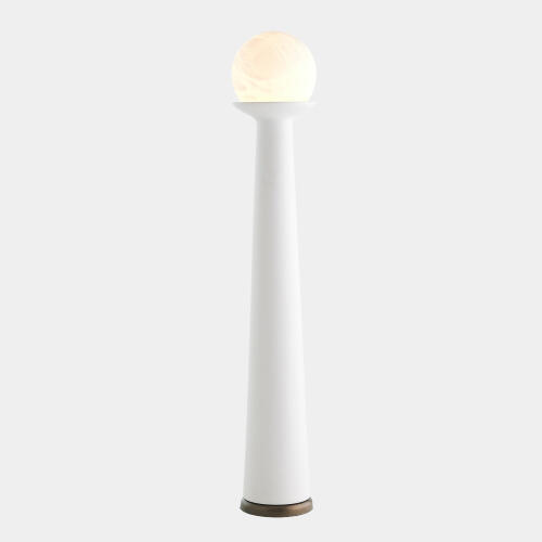 Torre Accent Lamp-White w/Alabaster Bulb