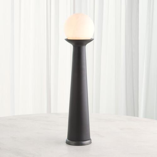 Alabaster Bulb Tower Lamp-Black