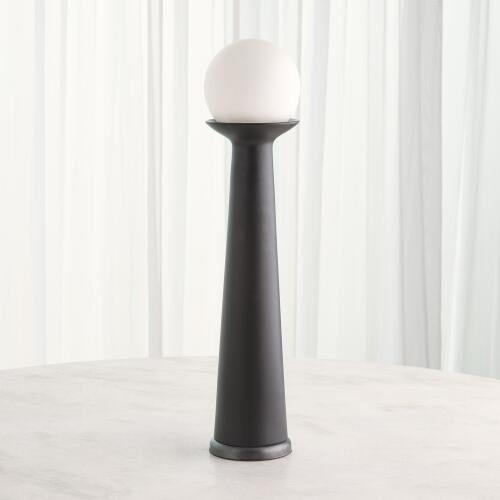 Alabaster Bulb Tower Lamp-Black