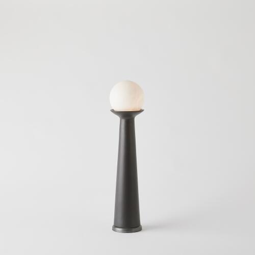 alabaster bulb tower lamp-black