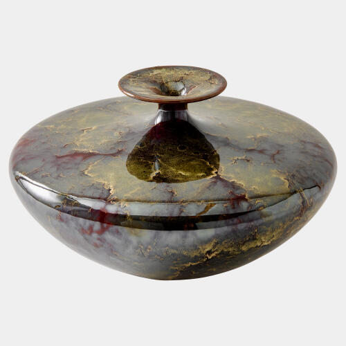Tapered Neck Vase-Reactive Green/Brown