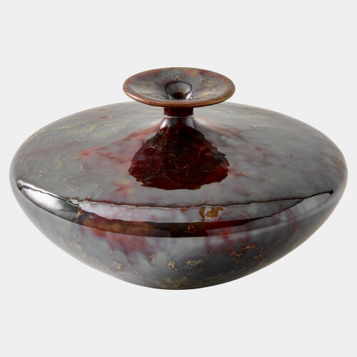 Tapered Neck Vase-Reactive Green/Brown