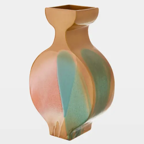 amassar gourd vessel-ochre/blue/orange