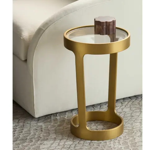 Dax Round Pull-Up Table - Brushed Brass
