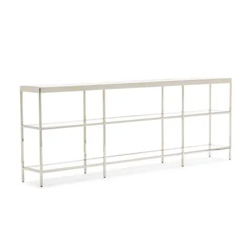 Vienna Large Low Bookcase - Stainless Steel