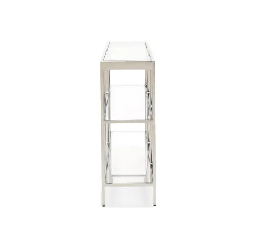 Vienna Large Low Bookcase - Stainless Steel
