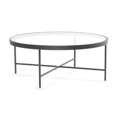 Vienna Round Coffee Table - Glass/Pewter