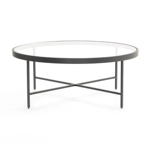 Vienna Round Coffee Table - Glass/Pewter