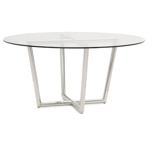 Modern Round Dining Table - Glass/Steel