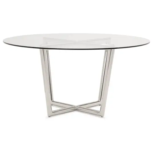 Modern Round Dining Table - Glass/Steel