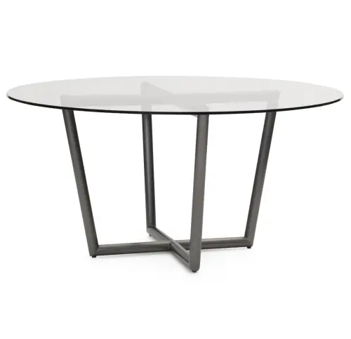 Modern Round Dining Table - Glass/Pewter