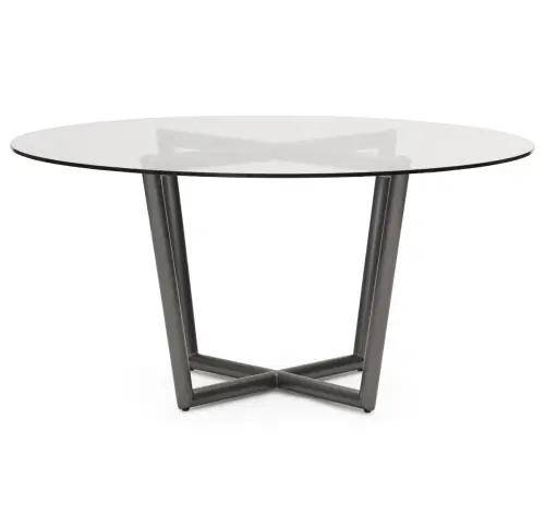Modern Round Dining Table - Glass/Pewter