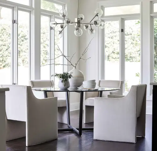 Modern Round Dining Table - Glass/Pewter