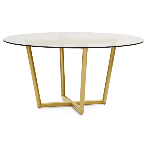 Modern Round Dining Table - Glass/Brass