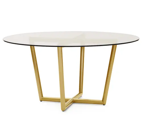 Modern Round Dining Table - Glass/Brass