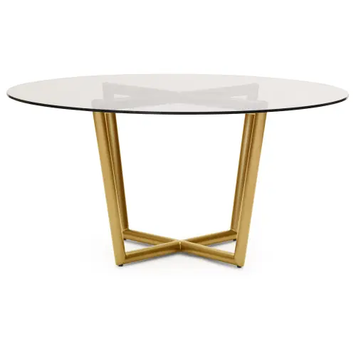 Modern Round Dining Table - Glass/Brass