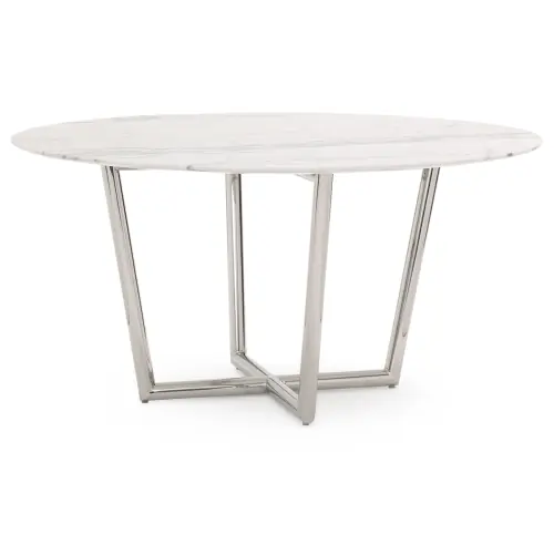 Modern Round Dining Table - White/Steel