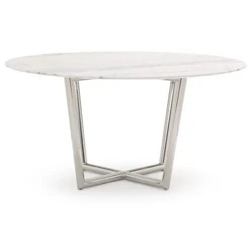 Modern Round Dining Table - White/Steel