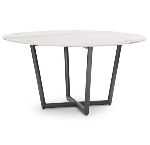 Modern Round Dining Table - White/Pewter