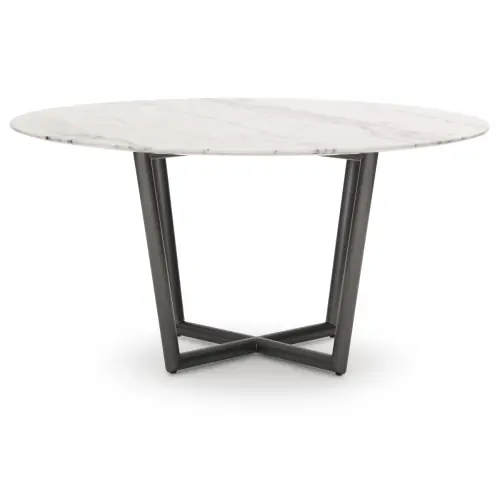 Modern Round Dining Table - White/Pewter