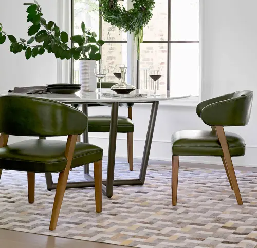 Modern Round Dining Table - White/Pewter