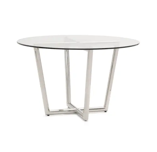 Modern Round Dining Table - Glass/Steel