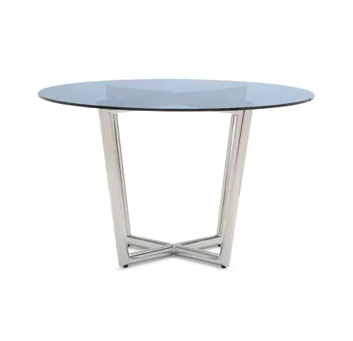 Modern Round Dining Table - Glass/Steel