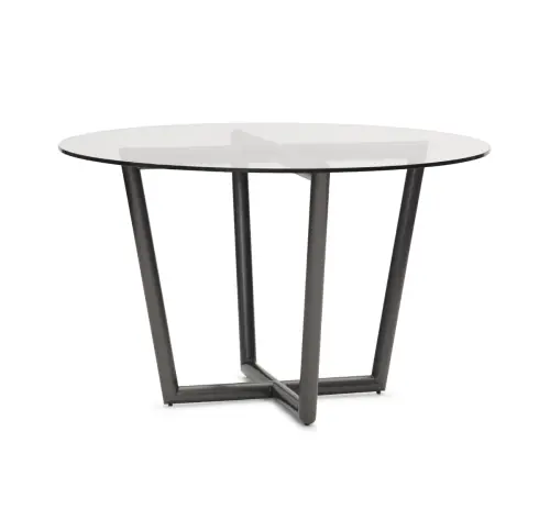 Modern Round Dining Table - Glass/Pewter